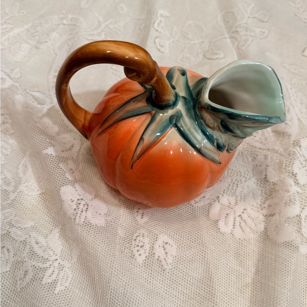 Vintage Hand-Painted Italian Ceramic Tomato Pitcher by brand Ancora